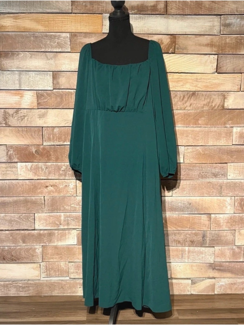 ASOS Curve Green Long Sleeve Square Neck Maxi Dress US 16